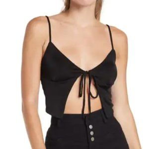 ELODIE Women's Open Front Cami Top Shirt, Black, Large, NEW with Tags